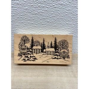 1995 Petaluma Christmas Village Wood Mounted Rubber Stamp